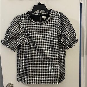 J.Crew Checkered Puff Sleeve Top